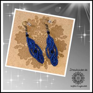 Ohrringe dunkelblau mit Zahnrad-Perle